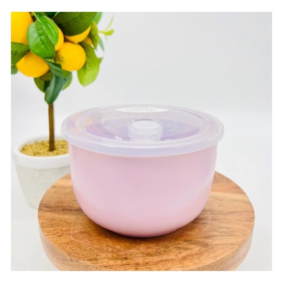 NEW Rae Dunn Baby Pink Round Savor Food Storage Container Bowl with Vented Lid - Picture 2 of 3